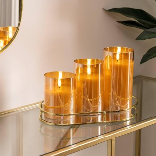 Atmosphera Σετ 3 Διακοσμητικών LED Κεριών με Χρονοδιακόπτη και Γυάλ...