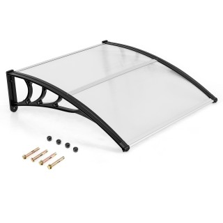 Costway Αλουμινένια & Πολυκαρμπονική Στέγη Εισόδου 102 x 99 cm - Ασ...