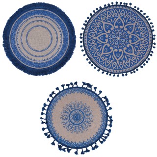 Villa DEste  Σετ 6 τμχ Στρογγυλό σουπλά από γιούτα Blue 5914040