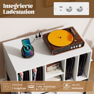 Costway  Λευκή Βάση Πικάπ με Φορτιστή & Αποθηκευτικό Χώρο για Βινύλ...