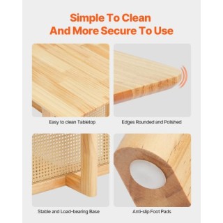 VEVOR  Ορθογώνιο Τραπέζι Καφέ από Ρατάν 1 Επιπέδου για Σαλόνι ZFXKF...