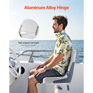 VEVOR Κάθισμα Βάρκας Αναδιπλούμενο με Χαμηλή Πλάτη και Λευκό Μαξιλά...