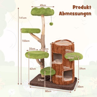 Costway Πύργος Γάτας με Πολλαπλά Επίπεδα, Σπιτάκι Δύο Ορόφων και Στ...