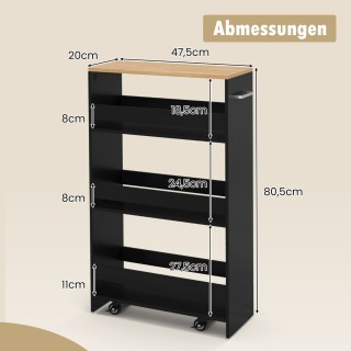Costway Στενό καρότσι κουζίνας με 4 ράφια, 47,5 x 20 x 80,5 cm, Μα... Costway Στενό καρότσι κουζίνας με 4 ράφια, 47,5 x 20 x 80,5 cm, Μα...