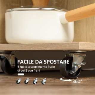 Τρόλεϊ κουζίνας HOMCOM με συρτάρι, ράφια και ντουλάπι από ξύλο, ατσ...