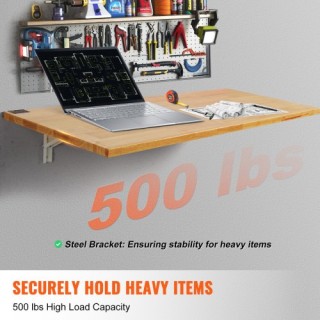 Πτυσσόμενο Επιτοίχιο Γραφείο VEVOR 1200 x 500 mm Φυσικό Ξύλο BGSGZZ...