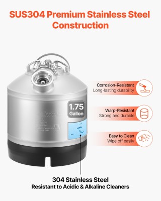 VEVOR Σετ Καθαρισμού Γραμμών Κεφαλών Ζύθου, 6.5L, 1.75 Γαλόνια, με ...