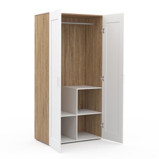 Δίφυλλη Ντουλάπα Marius με 2 Πόρτες 80 x 48 x 167 cm Λευκό & Ξύλο 3... Δίφυλλη Ντουλάπα Marius με 2 Πόρτες 80 x 48 x 167 cm Λευκό & Ξύλο 3...