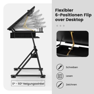Costway Ρυθμιζόμενο Τραπέζι Σχεδίασης με Σκαμπό & Κλίση Επιφάνειας ...