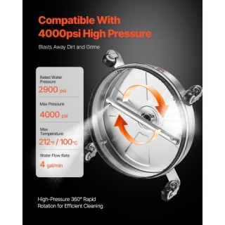 VEVOR Πλυστικό Επιφανειών 15 4000 PSI με 4 Τροχούς & 2 Επεκτάσιμες ...