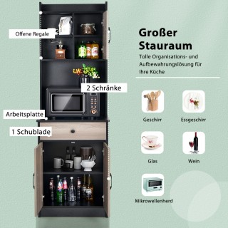 Costway Ξύλινη Κουζίνα 180 εκ. με Συρτάρι & Ρυθμιζόμενα Ράφια Μαύρο...