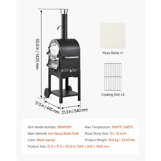 VEVOR Φορητός Εξωτερικός Ξυλόφουρνος Πίτσας LSPSLHS458X48H85L001V0 VEVOR Φορητός Εξωτερικός Ξυλόφουρνος Πίτσας LSPSLHS458X48H85L001V0