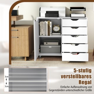 Κινητή Συρταριέρα - Αρχειοθήκη με 5 Συρτάρια, Πόρτα και Εργασιακή Ε... Κινητή Συρταριέρα - Αρχειοθήκη με 5 Συρτάρια, Πόρτα και Εργασιακή Ε...