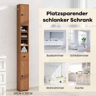 Costway Στενή Ντουλάπα Μπάνιου με 2 Πόρτες, 1 Συρτάρι & Ρυθμιζόμενα...