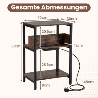 Costway Τραπέζι με Σταθμό Φόρτισης: 3-επίπεδο Πλαϊνό Τραπέζι με Ανο... Costway Τραπέζι με Σταθμό Φόρτισης: 3-επίπεδο Πλαϊνό Τραπέζι με Ανο...