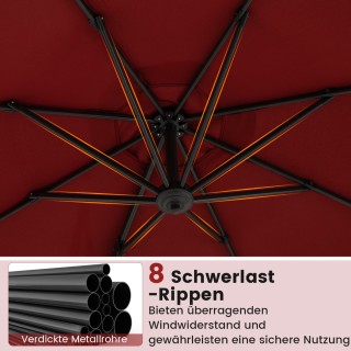 Costway Περιστρεφόμενη Κόκκινη Ομπρέλα Κήπου 300x300cm με Μανιβέλα ... Costway Περιστρεφόμενη Κόκκινη Ομπρέλα Κήπου 300x300cm με Μανιβέλα ...