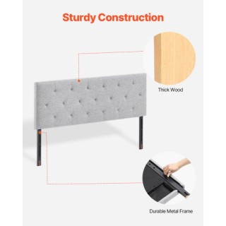 VEVOR Κεφαλάρι για Κρεβάτι Πλήρους Μεγέθους με Ρυθμιζόμενο Ύψος Σφο...