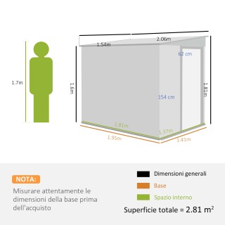 Outsunny Μεταλλική Αποθήκη Εργαλείων 1.5x2m με Βάση, Συρόμενη Πόρτα...