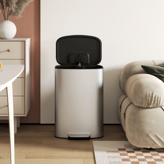 HOMCOM Κάδος Απορριμμάτων με Πεντάλ 50L με Καπάκι Αποσβενόμενης Κλε...