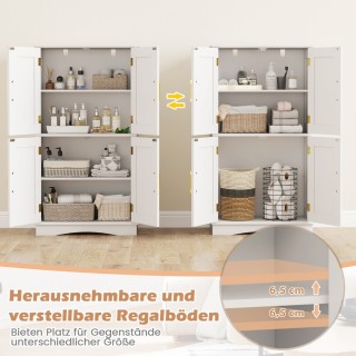 Costway Λευκός Ξύλινος Μπουφές Κουζίνας με 4 Πόρτες & 2 Ρυθμιζόμενα...