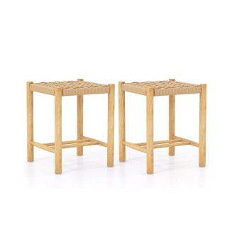 Costway  Σετ 2 Κομψών Σκαμπό/Μπαρ Σκαμπό από Ξύλο Καουτσουκόδεντρου...