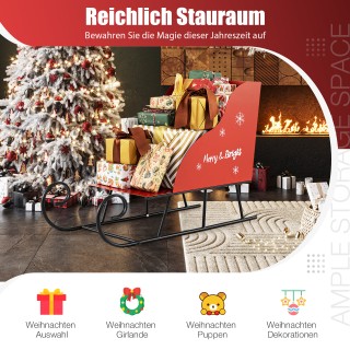 Costway Κόκκινο Μεταλλικό Σαντιγό Έλκηθρο - Αποθήκευση Δώρων Χριστο...