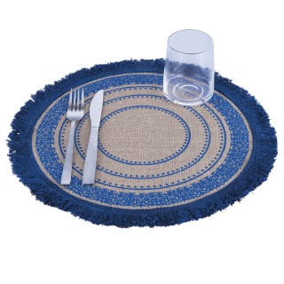 Villa DEste  Σετ 6 τμχ Στρογγυλό σουπλά από γιούτα Blue 5914040