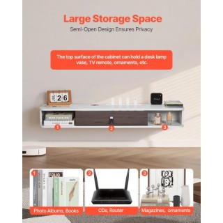 VEVOR Λευκή Επιτοίχια Βάση Τηλεόρασης 47 ιντσών με Καλώδιο Ρεύματος...