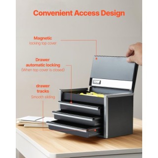 VEVOR Φορητή Μεταλλική Εργαλειοθήκη 8.6 ιντσών με 3 Συρτάρια Οργάνω...