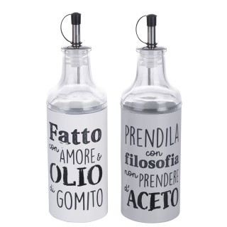 Villa DEste  Σετ καρυκευμάτων λάδι ξύδι αλάτι και πιπέρι σε γυαλί κ...
