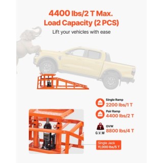 VEVOR Υδραυλικές Ράμπες Αυτοκινήτου 2 τεμ 5T 11000 lbs, Ύψος Ανύψωσ...