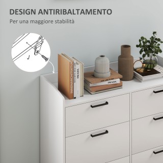 HOMCOM  Συρταριέρα με 6 Συρτάρια από Ξύλο με Υπερυψωμένα Άκρα και Λ...