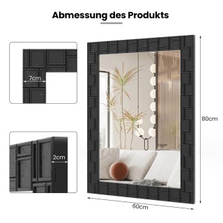 Costway Καθρέφτης τοίχου 80 x 60 cm από ξύλο καουτσουκόδεντρου με ξ... Costway Καθρέφτης τοίχου 80 x 60 cm από ξύλο καουτσουκόδεντρου με ξ...