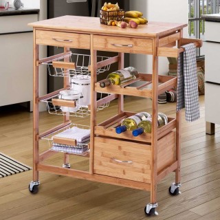 BAKAJI Ξύλινο Μπαμπού Καρότσι Κουζίνας με 2 Συρτάρια για Μαχαιροπήρ... BAKAJI Ξύλινο Μπαμπού Καρότσι Κουζίνας με 2 Συρτάρια για Μαχαιροπήρ...