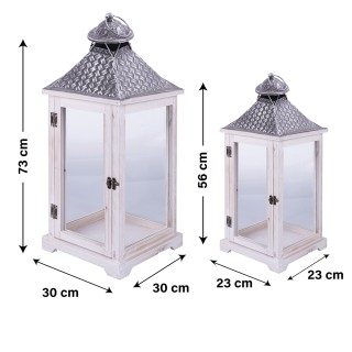 Galileo Σετ 2 διακοσμητικά φανάρια 30x30x73 εκ και 23x23x57 εκ λευκ...