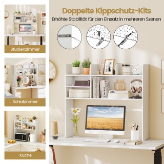 Costway Λευκή Επίστρωση Γραφείου με 6 Ράφια, 3 Επίπεδα JZ10380WH Costway Λευκή Επίστρωση Γραφείου με 6 Ράφια, 3 Επίπεδα JZ10380WH