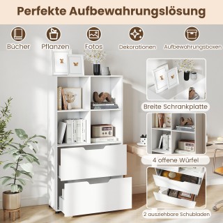 Costway Βιβλιοθήκη με 4 Κυβικούς Χώρους και 2 Συρτάρια 130 x 70 x ... Costway Βιβλιοθήκη με 4 Κυβικούς Χώρους και 2 Συρτάρια 130 x 70 x ...