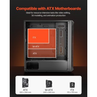 VEVOR Κουτί Υπολογιστή για Gaming μεσαίου μεγέθους - 4 x 120mm Ανεμ...