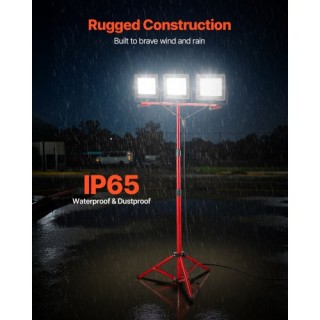 VEVOR Φορητό Τρίποδο LED Εργασιακού Φωτισμού με Τρεις Κεφαλές - 150...