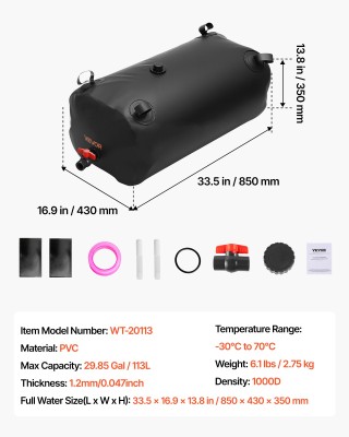 VEVOR Δοχείο Νερού 113L, Μαύρο, Πτυσσόμενο από Ανθεκτικό PVC CSDHSP... VEVOR Δοχείο Νερού 113L, Μαύρο, Πτυσσόμενο από Ανθεκτικό PVC CSDHSP...