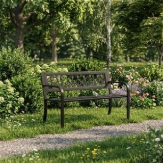 MULTIGARDEN Παγκάκι Κήπου με διακοσμητική πλάτη 120x50 εκ. μεταλλικ...