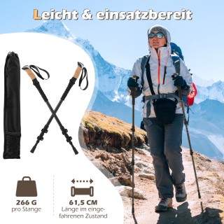 Costway Επεκτάσιμα Μπατόν Πεζοπορίας με Λαβές EVA & Φυσικού Φελλού ...