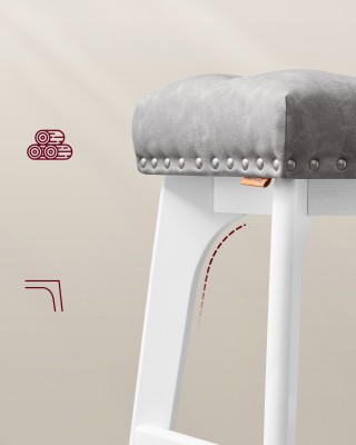 Σετ 2 Σκαμπό VASAGLE, 66cm, Ξύλινα Πόδια, Δερμάτινα, Γκρι Σετ 2 Σκαμπό VASAGLE, 66cm, Ξύλινα Πόδια, Δερμάτινα, Γκρι