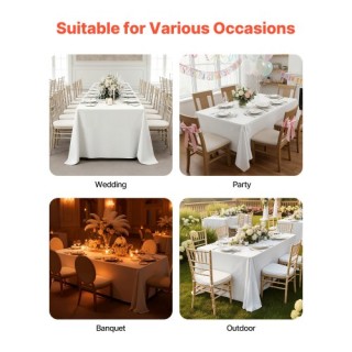 VEVOR Λευκά Τραπεζομάντηλα για Ορθογώνια Τραπέζια, Σετ 10 τεμαχίων,...