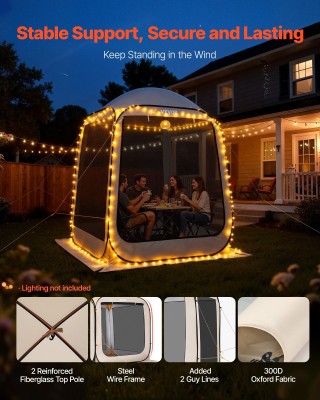 VEVOR Πτυσσόμενη Τέντα 4-6 Ατόμων με Δίχτυα και Τσάντα Μεταφοράς - ...