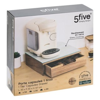 5Five Simply Smart Θήκη Κάψουλας Καφέ με Συρτάρι & Γυάλινη Επιφάνει...