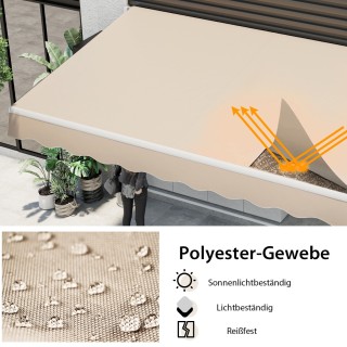 Costway Πέργκολα Μπαλκονιού με Μανιβέλα 400x250 cm Μπεζ NP11203BE Costway Πέργκολα Μπαλκονιού με Μανιβέλα 400x250 cm Μπεζ NP11203BE