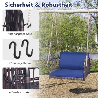 Costway  Ρατάν Κούνια Βεράντας με Μεταλλικό Σκελετό και Μαξιλάρια γ...