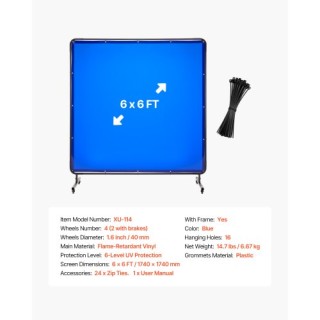 VEVOR Οθόνη Συγκόλλησης με Πλαίσιο 1.74x1.74 μ, Ανθεκτική στη Φωτιά... VEVOR Οθόνη Συγκόλλησης με Πλαίσιο 1.74x1.74 μ, Ανθεκτική στη Φωτιά...