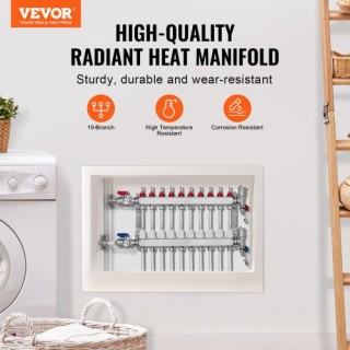 Σετ Συλλέκτη Θέρμανσης Δαπέδου VEVOR 10-Κλάδων για Σωλήνες PEX 1/2 ...